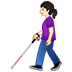 👩🏻‍🦯 woman with white cane: light skin tone display on Samsung